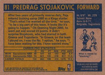2000-01 Topps Heritage #81 Predrag Stojakovic Back