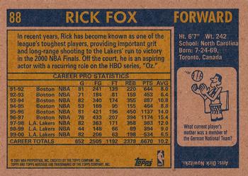 2000-01 Topps Heritage #88 Rick Fox Back