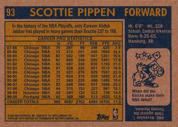 2000-01 Topps Heritage #93 Scottie Pippen Back