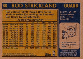 2000-01 Topps Heritage #98 Rod Strickland Back