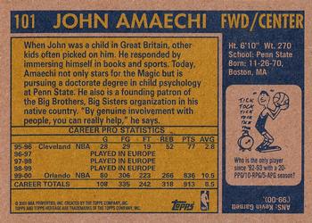 2000-01 Topps Heritage #101 John Amaechi Back