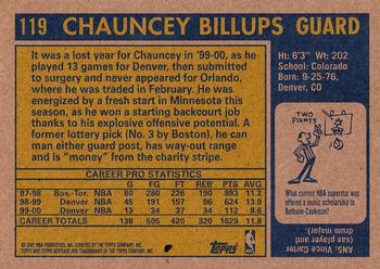2000-01 Topps Heritage #119 Chauncey Billups Back