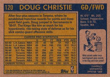 2000-01 Topps Heritage #120 Doug Christie Back