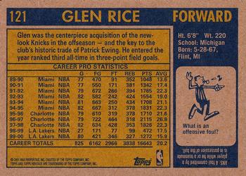 2000-01 Topps Heritage #121 Glen Rice Back