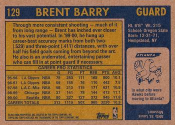 2000-01 Topps Heritage #129 Brent Barry Back