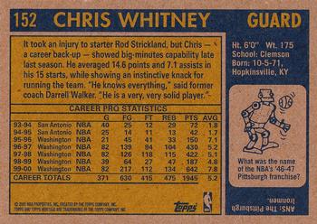 2000-01 Topps Heritage #152 Chris Whitney Back