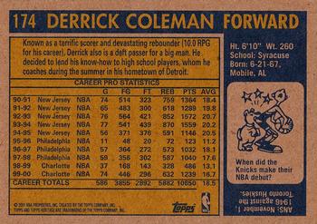 2000-01 Topps Heritage #174 Derrick Coleman Back