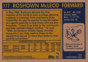 2000-01 Topps Heritage #177 Roshown McLeod Back