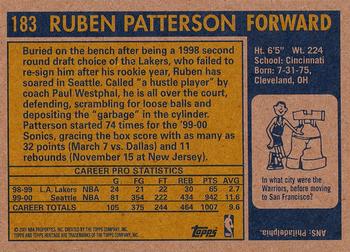 2000-01 Topps Heritage #183 Ruben Patterson Back