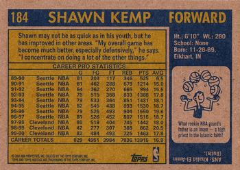 2000-01 Topps Heritage #184 Shawn Kemp Back