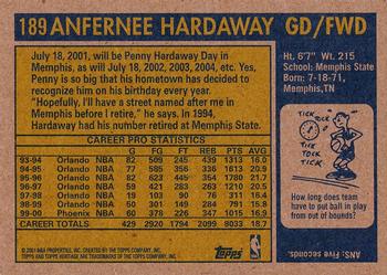 2000-01 Topps Heritage #189 Anfernee Hardaway Back