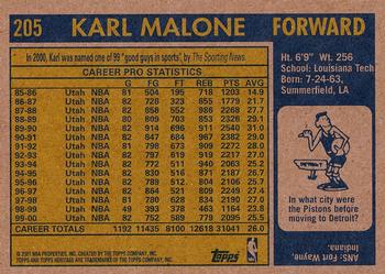 2000-01 Topps Heritage #205 Karl Malone Back