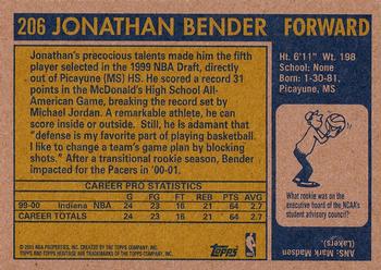 2000-01 Topps Heritage #206 Jonathan Bender Back