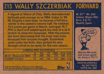 2000-01 Topps Heritage #215 Wally Szczerbiak Back