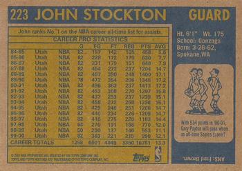 2000-01 Topps Heritage #223 John Stockton Back