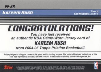 2004-05 Topps Pristine - Fantasy Favorites #FF-KR Kareem Rush Back
