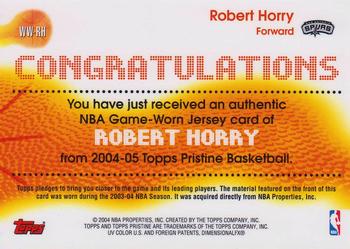 2004-05 Topps Pristine - Winning Wardrobe #WW-RH Robert Horry Back