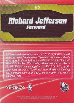 2004-05 Topps Total - Total Package #TP5 Richard Jefferson Back