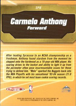 2004-05 Topps Total - Total Package #TP9 Carmelo Anthony Back