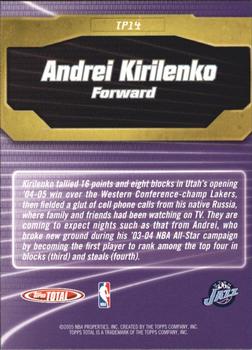 2004-05 Topps Total - Total Package #TP14 Andrei Kirilenko Back