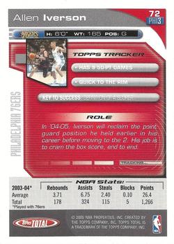 2004-05 Topps Total - Silver #72 Allen Iverson Back