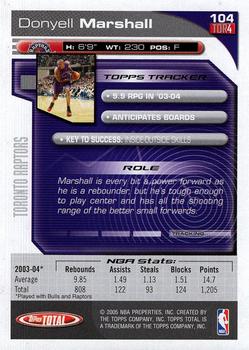 2004-05 Topps Total - Silver #104 Donyell Marshall Back