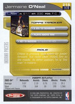2004-05 Topps Total - Silver #218 Jermaine O'Neal Back