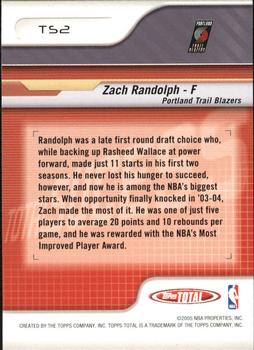 2004-05 Topps Total - Total Success #TS2 Zach Randolph Back