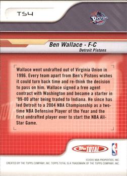 2004-05 Topps Total - Total Success #TS4 Ben Wallace Back