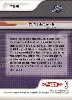 2004-05 Topps Total - Total Success #TS8 Carlos Arroyo Back