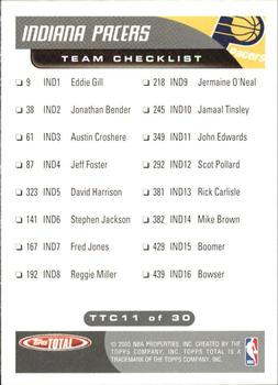 2004-05 Topps Total - Team Checklists #TTC11 Jermaine O'Neal Back