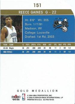 2004-05 Ultra - Gold Medallion #151 Reece Gaines Back