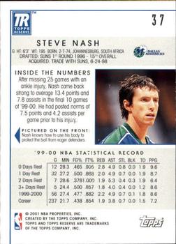 2000-01 Topps Reserve #37 Steve Nash Back