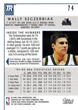 2000-01 Topps Reserve #74 Wally Szczerbiak Back