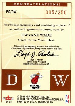 2004-05 Ultra - Point Gods Game Used #PG/DW Dwyane Wade Back