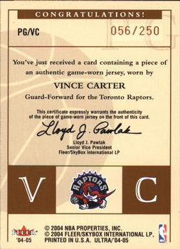 2004-05 Ultra - Point Gods Game Used #PG/VC Vince Carter Back