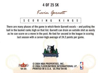 2004-05 Ultra - Scoring Kings #4 SK Kevin Garnett Back