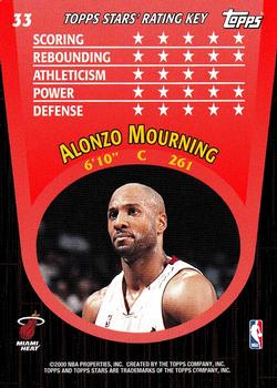 2000-01 Topps Stars #33 Alonzo Mourning Back