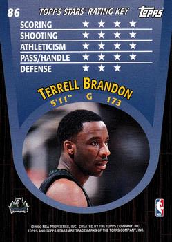 2000-01 Topps Stars #86 Terrell Brandon Back