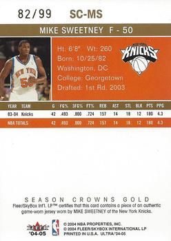 2004-05 Ultra - Season Crowns Game Used Gold #SC-MS Mike Sweetney Back