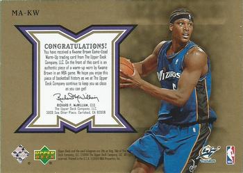 2004-05 Upper Deck - Majestic Materials #MA-KW Kwame Brown Back