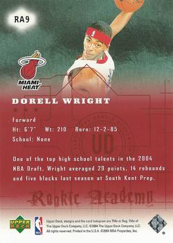 2004-05 Upper Deck - Rookie Academy #RA9 Dorell Wright Back