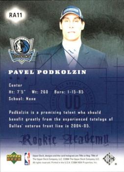 2004-05 Upper Deck - Rookie Academy #RA11 Pavel Podkolzin Back