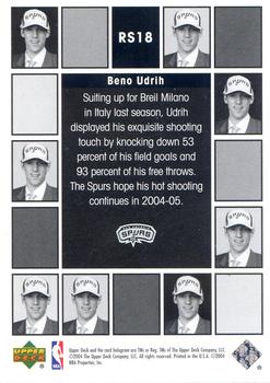 2004-05 Upper Deck - Rookie Scrapbook #RS18 Beno Udrih Back