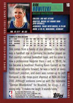 2000-01 Topps Tipoff #16 Dirk Nowitzki Back