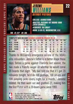2000-01 Topps Tipoff #22 Jerome Williams Back