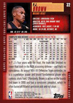 2000-01 Topps Tipoff #32 P.J. Brown Back