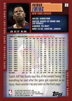 2000-01 Topps Tipoff #88 Patrick Ewing Back