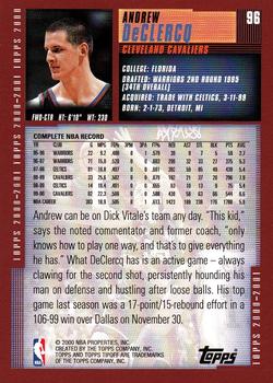 2000-01 Topps Tipoff #96 Andrew DeClercq Back