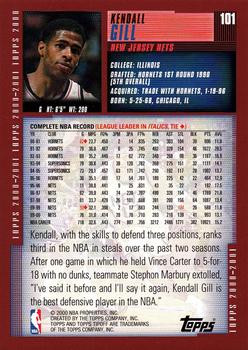 2000-01 Topps Tipoff #101 Kendall Gill Back